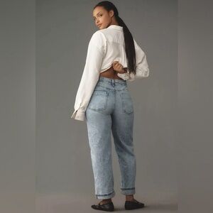 EUC Pilcro Anthropologie Lonnie High Rise Wide Leg Cuffed Crop Light Wash Jeans